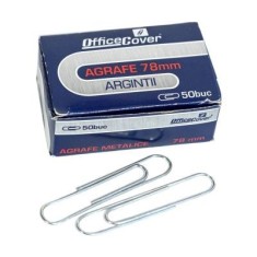 Agrafe birou Office Cover, metalice, 78mm, argintii, cutie 50 buc