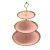 Platou Portelan Supraetajat 3 Niveluri Candy Bar Roz Auriu Golden Jovy 13.5/18.5/26cm