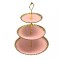 Platou Portelan supraetajat, 3 niveluri, Candy Bar, Golden, Roz cu Auriu