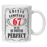 Cana alba personalizata &quot;editie limitata&quot;, 67 ani, INOVATIX&reg;️. 330ml, Oem