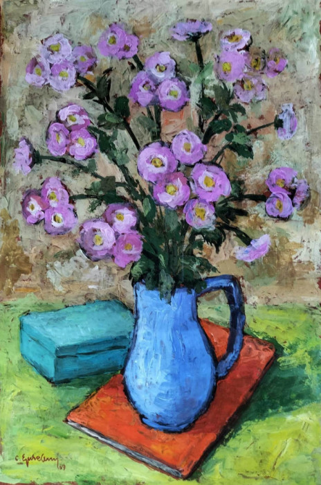 Constantin Epureanu-Cană cu flori - pictură (1969)