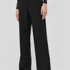 Hugo Pantaloni femei, culoarea negru, model drept, high waist