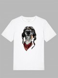 Tricou imprimat alb, Caine rebel, bumbac 100%, Imprimeu grafic