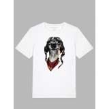 Tricou imprimat alb, Caine rebel, bumbac 100%
