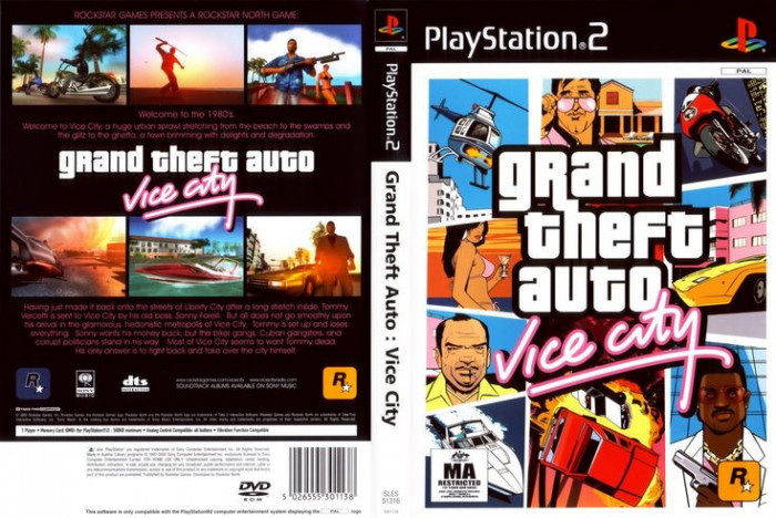 Joc PS2 GTA Vice City + HARTA PlayStation 2 colectie