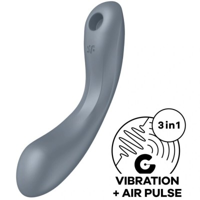 Vibrator Curvy Trinity 1, Air Pulse, 11 Programe Suctiune, 12 Programe Vibratii, Silicon, USB, Gri, 16.4 cm foto