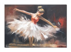Tablou balerina pictat manual, Maiestria dansului, pictura 100x70cm ulei pe panza, gata de expus pe perete foto