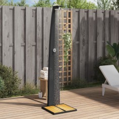 vidaXL Duș de exterior, negru, 55x60x224 cm, poliratan și lemn acacia 368209