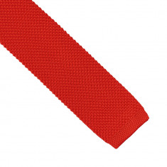 Cravata slim tricotata, Onore, rosu, microfibra, 145 x 5.5 cm, model uni