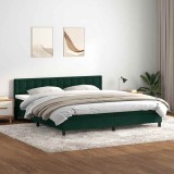 vidaXL Pat box spring cu saltea, verde &icirc;nchis, 180x220 cm, catifea 3316656