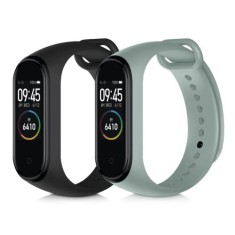 Set 2 Curele pentru Xiaomi Mi Band 4, Kwmobile, Verde/Negru, Silicon, 49312.176 foto