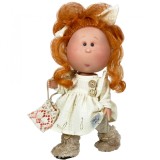 Papusa Nines D&#039;Onil Mia cu parul roscat prins, articulatii si miros de vanilie 30 cm
