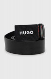 HUGO curea de piele bărbați, culoarea negru 50480856