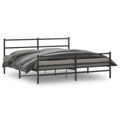vidaXL Cadru pat metalic cu tăblie de cap/picioare , negru, 180x200 cm