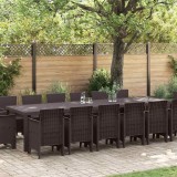 VidaXL Set de dining pentru grădină 15 pcs Maro mare Ratan &amp; Oţel