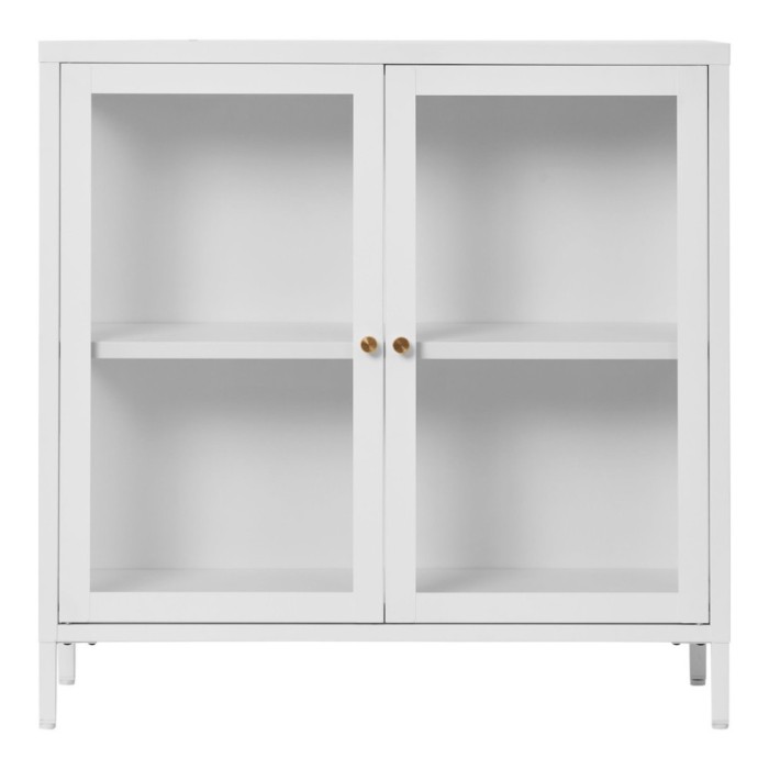 Comodă Dalby, 2 uși, oțel, alb 80x35x80 cm