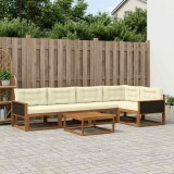 vidaXL Set de canapele de exterior cu pernă 6 pcs Natural și Crem 3382573