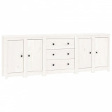 Cumpara ieftin Servanta, alb, 230x35x80 cm, lemn masiv de pin