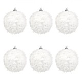 Set Globuri Crăciun, Sagre, 8 cm, Culoare Albă, 6 Bucăți, Oem
