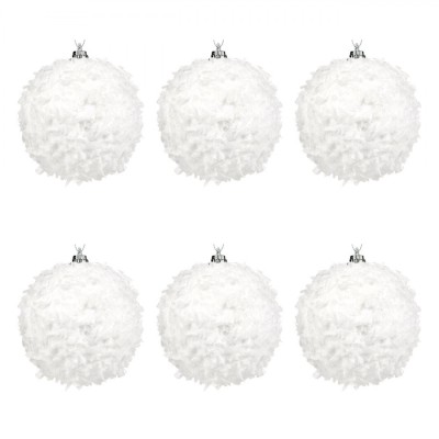 Set Globuri Crăciun, Sagre, 8 cm, Culoare Albă, 6 Bucăți foto