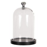 Cumpara ieftin Platou decorativ lemn cupola sticla 12x19 cm
