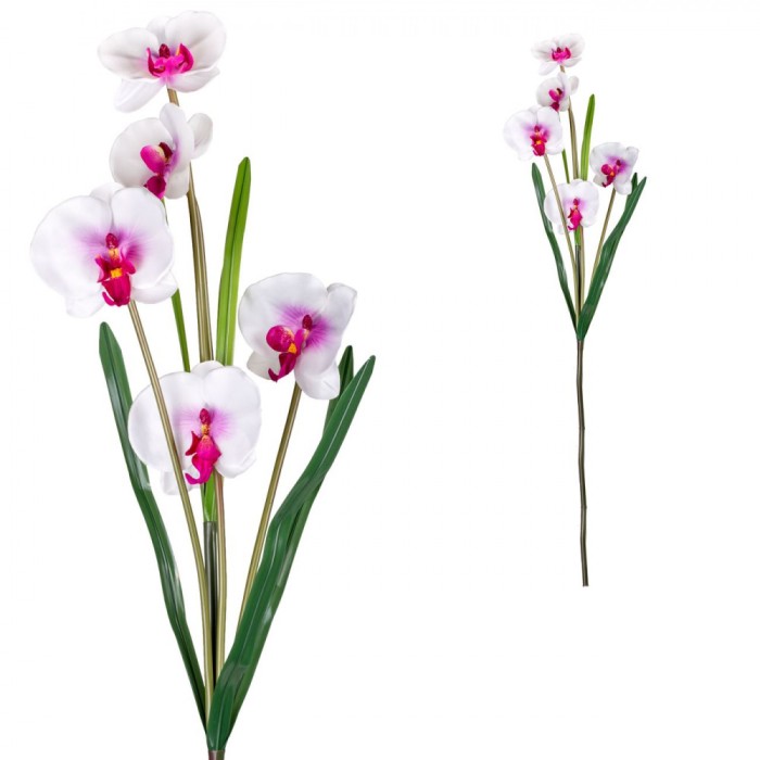 Floare Artificială, Orhidee Albă, 100 cm, Material Plastic