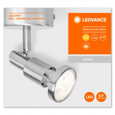 Spot LED Ledvance, GU10, 2.6W, 230 lm, lumina calda (2700K), IP20, 146x80x80mm,