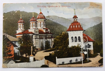 Sinaia - Biserica de la Monastire (Manastire) - 1924 - printata color, circulata foto