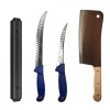 Set profesional de macelarie, transat, degresat, dezosat, otel carbon, 2 cutite, suport magnetic, satar