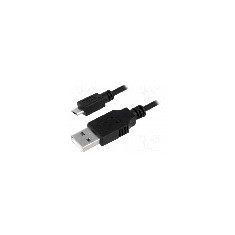 Cablu USB A mufa, USB B micro mufa, USB 2.0, lungime 1.8m, negru, LOGILINK - CU0034