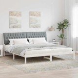 vidaXL Cadru de pat cu tăblie tapițată cu headboard Alb 200 x 200 cm 3394382
