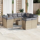 VidaXL Set canapele de grădină cu perne, 12 piese, bej, poliratan 3218519