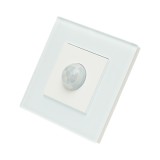 Intrerupator cu senzor de miscare PIR 220V alb cu rama din sticla 86x86x34mm