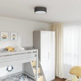 Lustră cu abajur model stea, negru, &Oslash; 30 cm, țesătură, E27