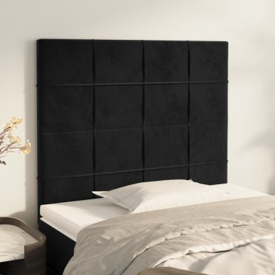 vidaXL Tăblii de pat, 2 buc, negru, 90x5x78/88 cm, catifea 3116370 foto