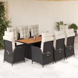 Cumpara ieftin Gossi set mobilier de gradina cu perne, 9 piese, negru, poliratan