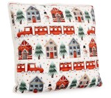 Perna Craciun poliester multicolor Village 45x45 cm