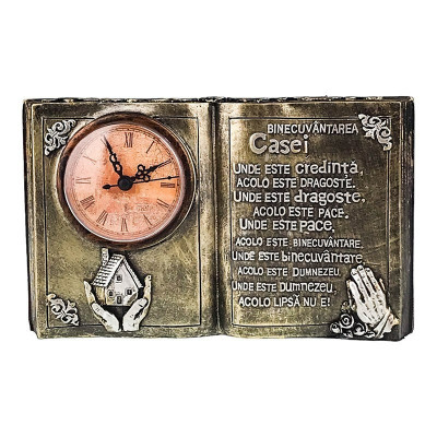 Ceas de masa, Binecuvantarea casei in forma de carte, 24 cm, 1691H foto