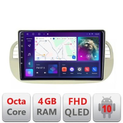 Navigatie Fiat 500 intre anii 2007-2015 Android Ecran QLED octa core 4+64 carplay android auto KIT-fiat500+EDT-E309V3 CarStore Technology foto