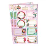 Etichete Autocolante, Floral, Dungi Folie Aurie, Set 20 Bucăți, Multicolor