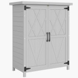 Outsunny Adăpost de grădină dulap 3 rafturi 2 uși acoperiș din tablă galvanizată etanș lemn masiv 75 x 40 x 90 cm gri | Aosom Romania