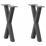 VidaXL Picioare pentru măsuță de cafea &icirc;n formă de X, 2 buc., antracit, 28x(42-43) cm, oțel