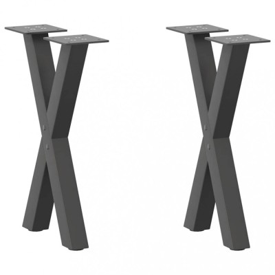 vidaXL Picioare pentru măsuță de cafea &amp;icirc;n formă de X, 2 buc., antracit, 28x(42-43) cm, oțel foto