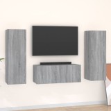 Cumpara ieftin Set dulap TV, 3 piese, gri sonoma, lemn prelucrat
