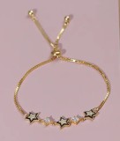 Bratara Din Argint -- 3 STELUTE -- Placata Aur ARG410E, Argintboutique