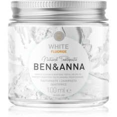 BEN&ANNA Natural Toothpaste White Fluoride pastă de dinți în borcan de sticlă cu flor 100 ml