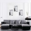 VidaXL Canapea extensibilă cu 4 locuri, negru, piele ecologică 287216