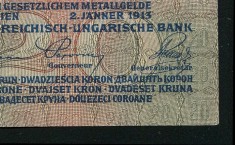 q367 AUSTRIA UNGARIA 20 KRONEN COROANE 1913 SUPRATIPAR D&Ouml; aUNC text in romana