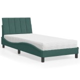 Cumpara ieftin Pat cu saltea, verde &icirc;nchis, 80x200 cm, catifea