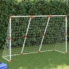 Poartă Fotbal Copii 2-&icirc;n-1 vidaXL Albă, 184cm, cu 2 Mingi &amp; Pompă. Set Fotbal Portabil, Interior/Exterior
